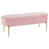 Chloe Contemporary/Glam Storage Bench, Gold Metal/Blush Pink Velvet
