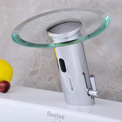 Contemporary Hot and Cold Hydropower Automatic Sensor Waterfall Bathroom Sink Fa - Bathroom Sink Faucets