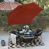 Astella 9' Round Outdoor Patio Umbrella With Push Tilt, Polyester Brick