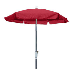 FiberBuilt Umbrellas LLC - 7.5 Foot Hexagonal Red Garden Umbrella With Bright Aluminium - Outdoor Umbrellas