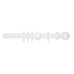 White pole, with classic ball finial - Curtain Poles