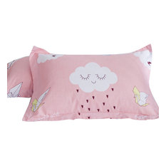 100% Cotton Pink Printed Cozy High Quality Breathable 2PC Twin Pillow Shams#666