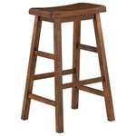 OSP Home Furnishings - Tulsa 29" Wood Saddle Stool 2-Pack, Wood Tone Finish - Elevate the style and comfort level of any kitchen island or bar area with our 29" high Tulsa bar stools. Solid wood construction provides long-lasting beauty and durability. Place a pair at any casual dining spot, bar or work area to create more seating and lively conversations. Sold as a convenient 2-pack.