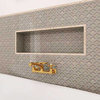 Crackle Glass Porcelain/Glass Arabesque Mosaic Tile, Floors/Walls, Cappucino