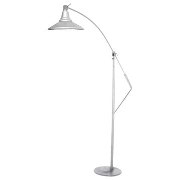12" Calla LED Industrial Floor Lamp, Galvanized Silver