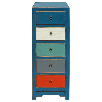 Mixed Color Blue Five Drawers Slim Chest Cabinet Hcs4179