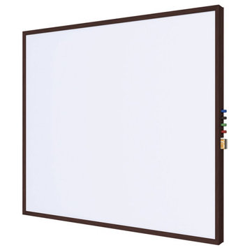 Ghent's Ceramic 4' x 4' Whiteboard with Cherry Trim in White