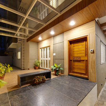 duplex bungalow in a apartment at ground floor was designed by culturals interio