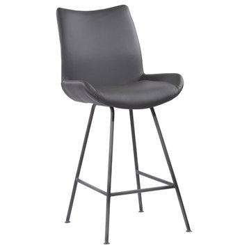 Toronto 26" Counter Stool, Brushed Gray Powder Coated and Gray Faux Leather