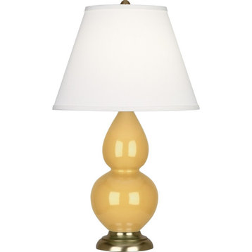 Robert Abbey Small Double Gourd Accent Lamp, Sunset Yellow/Brass/Pearl - SU10X
