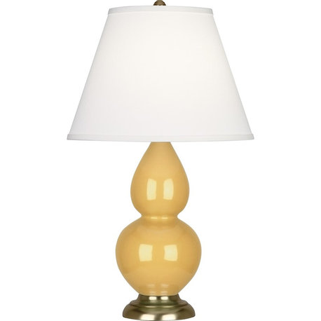 Robert Abbey Small Double Gourd Accent Lamp, Sunset Yellow/Brass/Pearl - SU10X