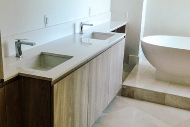 Bathroom - contemporary master bathroom idea in Miami