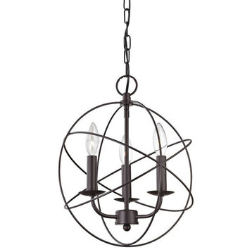Modern Farmhouse 3-Light Oil Rubbed Bronze Finish Chandelier Made Of Metal