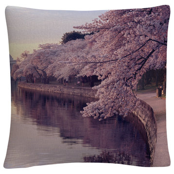 Gregory OHanlon 'Cherry Blossoms Jefferson Memorial' Decorative Pillow