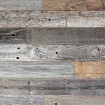 Plank and Mill - Reclaimed Barn Wood Planks, 250 Sq. Ft. - 100% Reclaimed Barn wood with back adhesive strips (Peel and Stick Installation) Made in America and handcrafted in Tulsa, Oklahoma.
