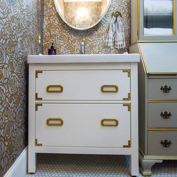 Bathroom Remodel- Maxed Out Storage and Metallic Wall Stencil