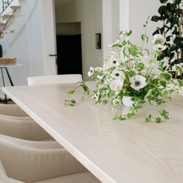 CUSTOM WHITE WASHED WHITE OAK DINING TABLE