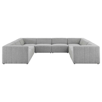 Bartlett Upholstered Fabric 8-Piece Sectional Sofa, Light Gray