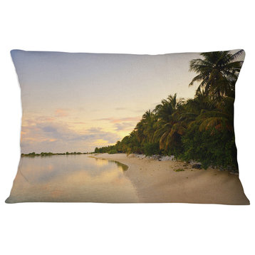 Expansive Tropical Beach Evening Modern Seascape Throw Pillow, 12"x20"