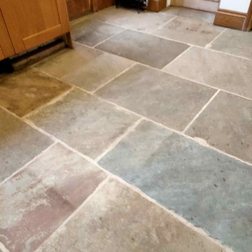 Yorkshire Flagstone Kitchen Floor Refurbished in Tadcaster Cottage