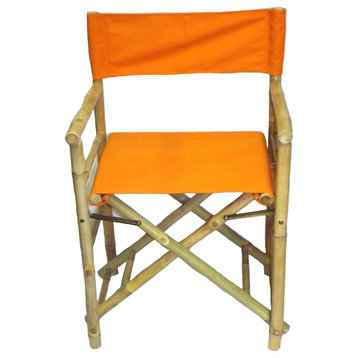 Chair Bamboo Low Director Chair, Set of 2, Orange