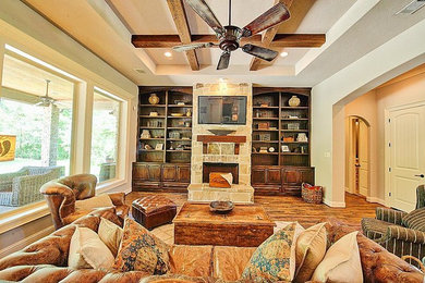 Example of a mountain style family room design in Houston