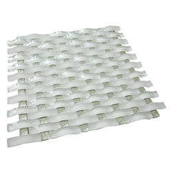 White Glossy 3D Sea Wave Glass Mosaic Tiles - Home Accessories & Decor