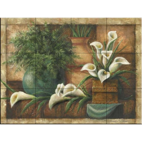 Tile Mural, Vessels And Callas by Janet Stever