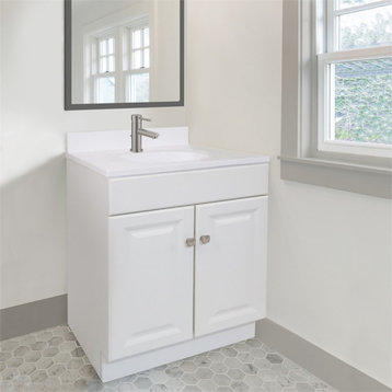 Wyndham 30-Inch Unassembled 2-Door Bathroom Wood Vanity Without Top in White