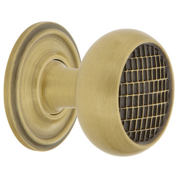 Craftsman Brass 1 3/8" Cabinet Knob With Classic Rose, Antique Brass