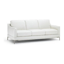 Natuzzi Editions Leather 3 Cushion Sofa w/ Metal Feet B754 - Sofas