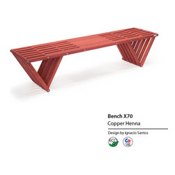 Backless solid Wood Modern Design Bench 70 by GloDea - Indoor Benches