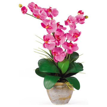 Double Phalaenopsis Silk Orchid Flower Arrangement, Dark Pink