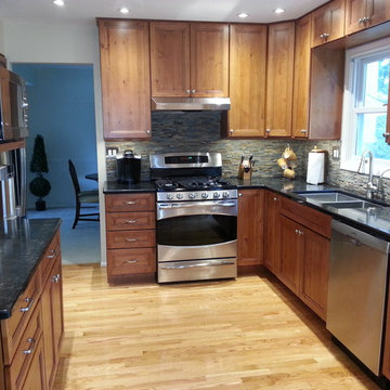 Schuler Cabinetry - Monroe Door in Knotty Alder with Hazelnut Ebony Glaze