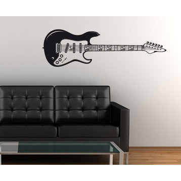 E Guitar Wall Hanger Decal, Beige, 31"x9"