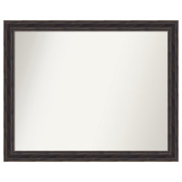 Rustic Pine Brown Narrow Non-Beveled Wood Wall Mirror 31.5x25.5 in.