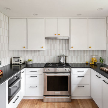White Tile Blend Kitchen Backsplash
