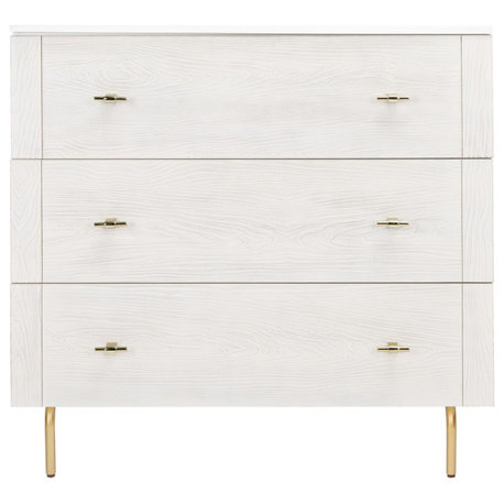 Safavieh Genevieve 3 Drawer Dresser, White/White Washed