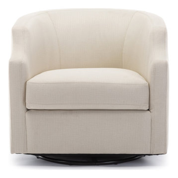 Infinity Linen Fabric Modern Swivel Barrel Chair