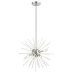 Livex Lighting - Uptown 6 Light Brushed Nickel Pendant Chandelier - The Uptown six light pendant chandelier will become an attention-grabbing feature in your modern home decor. The brushed nickel finish graces the design with elegance and charm, providing a traditional quality to the appearance. The acid etched rods gives the pendant chandelier a sleek and attractive style.