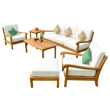 6-Piece Nain Outdoor Teak Sofa Set with Milano Char Sunbrella Cushion