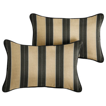 Sunbrella Berenson Tuxedo/ Canvas Black Outdoor Pillow Set, 12x24