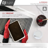STYLISH Multipurpose Over Sink Roll-Up Dish Drying Rack, White
