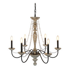 Country Rustic French Chandeliers Houzz Elle B Jane French Country Rustic 6 Light Distressed Wood Chandelier Crystal