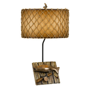 Brown Faux Wood by JONATHAN Y Kennedy 30.5 Resin Table Lamp