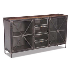 Vintage Industrial Metal Console / Sideboard - Entertainment Centers And Tv Stands