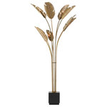 Currey and Company - Currey and Company 8000-0075 Tropical Grande - Nine Light Floor Lamp - Every jungle, bayou and marsh are rife with leafyTropical Grande Nine Vintage Brass/Black *UL Approved: YES Energy Star Qualified: n/a ADA Certified: n/a  *Number of Lights: Lamp: 9-*Wattage:40w E12 bulb(s) *Bulb Included:Yes *Bulb Type:E12 *Finish Type:Vintage Brass/Black