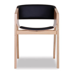 Merano Natural Oak Armchair w Black Pad by Alex Gufler for TON - Dining Chairs