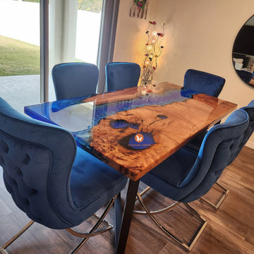 Golden Camphor Blue Wave Epoxy Table – Customer Verified