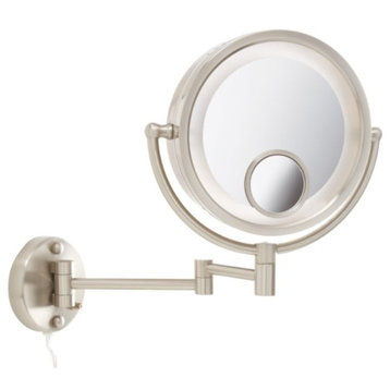 Jerdon HL8515N 8.5-Inch Two-Sided Swivel Halo Lighted Wall Mount Mirror with 7x